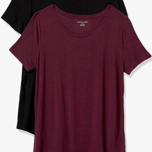 Amazon Essentials Women's Short-Sleeve Scoop-neck Tunic t-shirt Pack of 2 - Picture 1 of 7